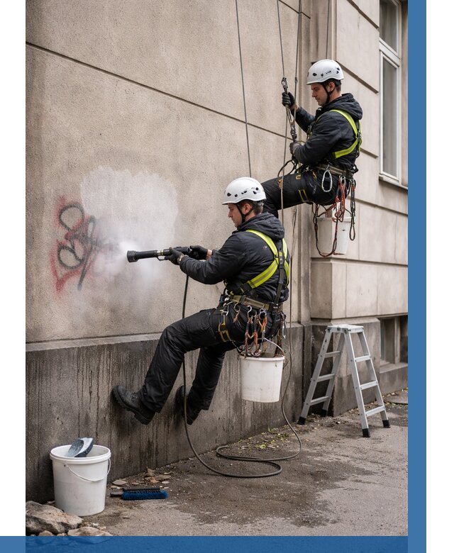 Удаление граффити с фасада в Шатуре от 4610 р. | ВЫСОТНИК-Штр