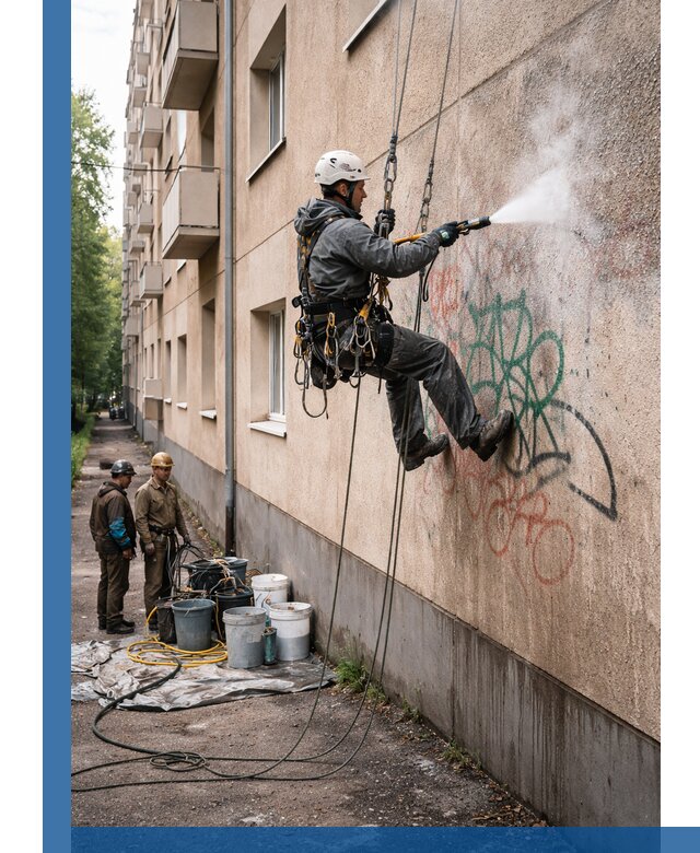 Удаление граффити с фасада в Шатуре без следов и повреждений