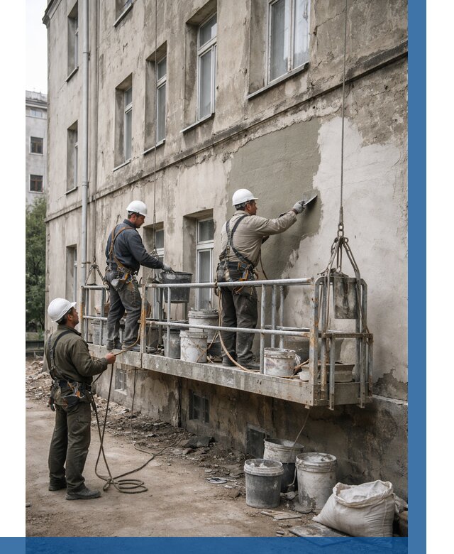 Капитальный ремонт фасада в Шатуре от 4302 р. | ВЫСОТНИК-Штр