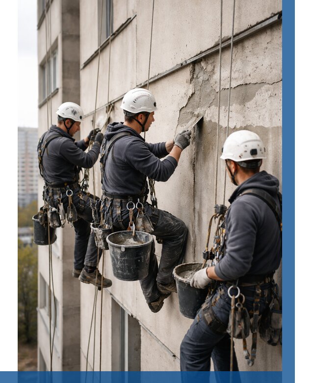 Ремонт бетонных элементов фасада в Шатуре от 2561 р. | ВЫСОТНИК-Штр