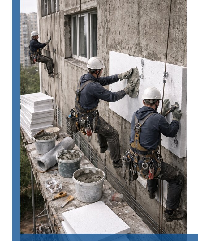 Утепление фасада пенополистиролом в Шатуре под ключ