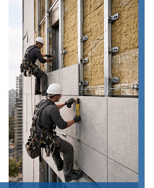 Монтаж вентилируемого фасада в Шатуре от 3585 р. | ВЫСОТНИК-Штр