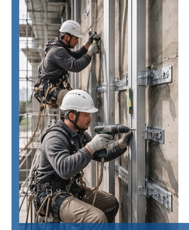 Монтаж и крепление подсистемы вентфасада в Шатуре