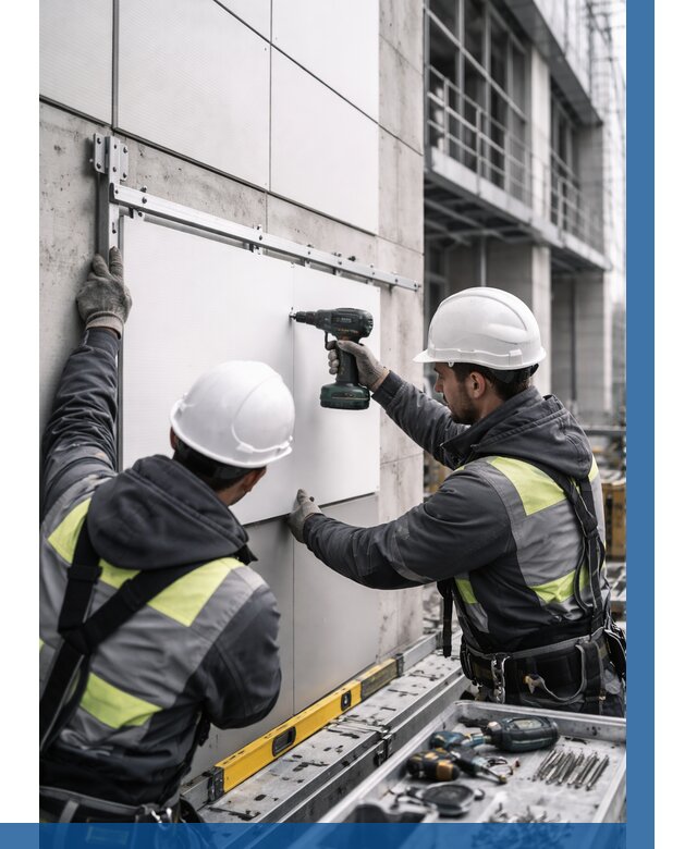 Монтаж композитных панелей фасада в Шатуре от 2561 р. | ВЫСОТНИК-Штр