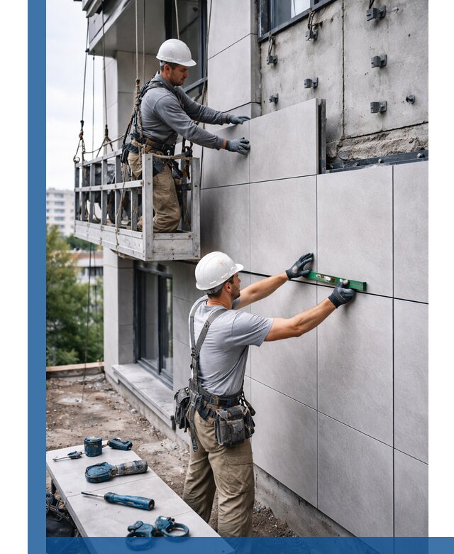 Монтаж керамогранита на фасад в Шатуре под ключ с гарантией качества