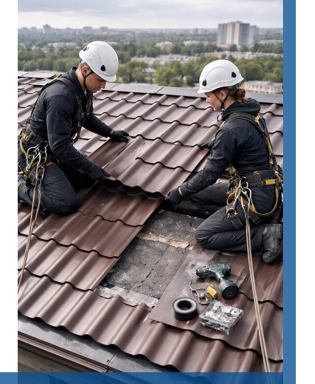 Ремонт металлочерепицы на крыше в Шатуре от 922 р. | ВЫСОТНИК-Штр