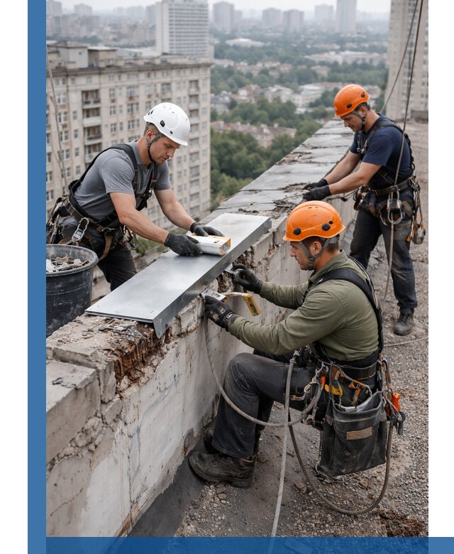 Ремонт парапета на кровле в Шатуре, высотные работы с гарантией