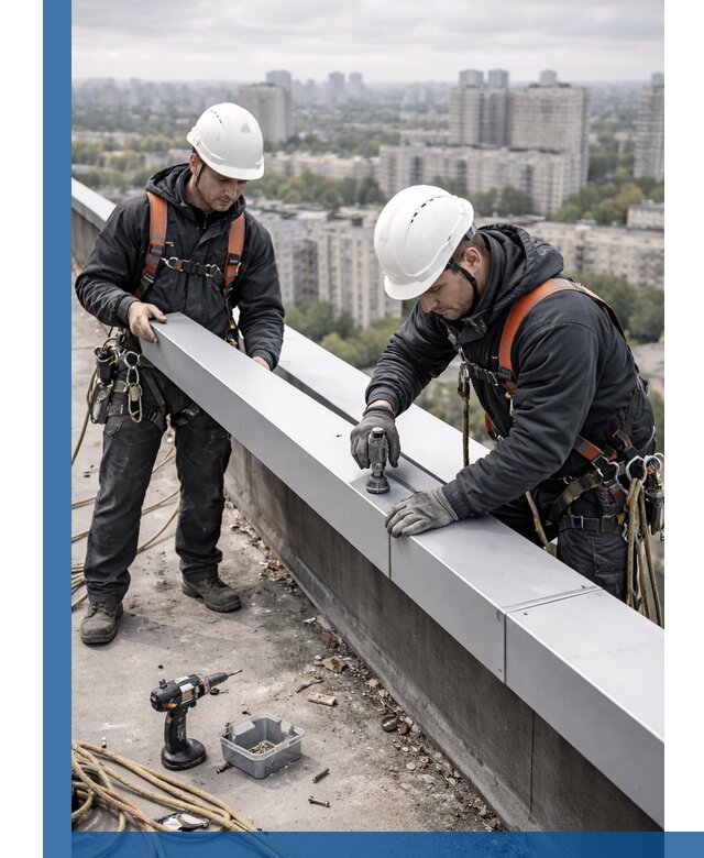 Монтаж парапетных крышек и ограждений кровли в Шатуре