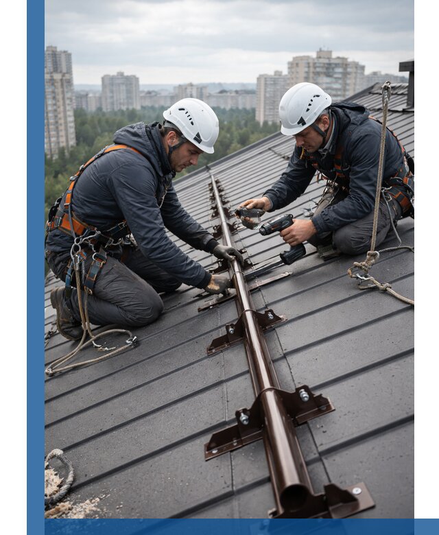 Монтаж снегозадержателей на кровле зданий в Шатуре под ключ