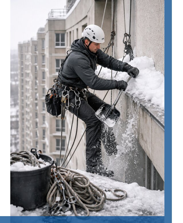 Очистка карнизов от снега в Шатуре от 307 р. | ВЫСОТНИК-Штр