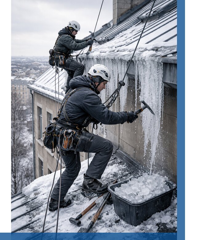 Удаление наледи с кровли в Шатуре от 5634 р. | ВЫСОТНИК-Штр