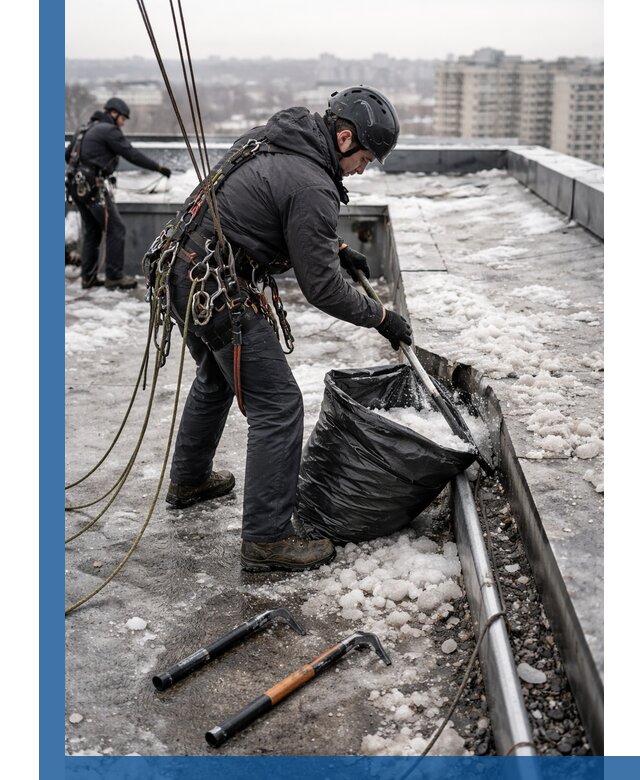 Аварийная очистка кровли в Шатуре от промальпинистов