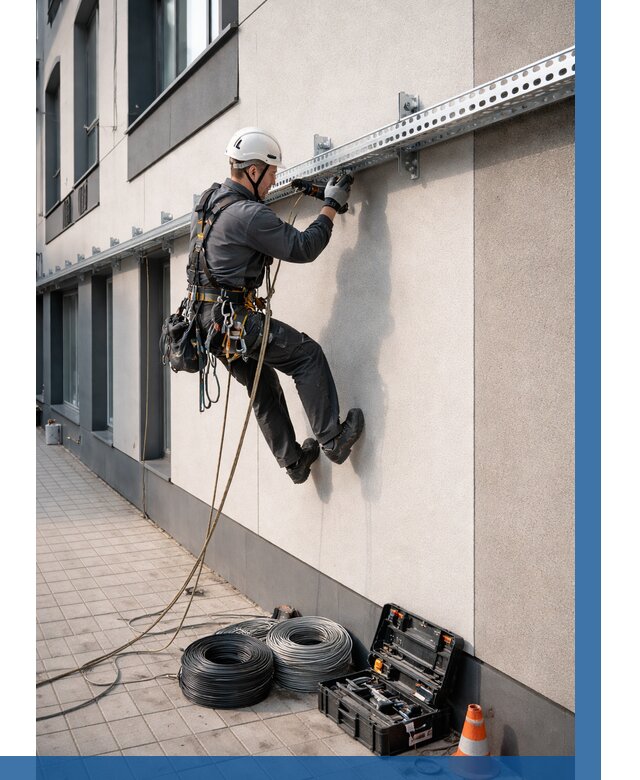 Монтаж кабельных лотков на фасаде в Шатуре от 1229 р. | ВЫСОТНИК-Штр