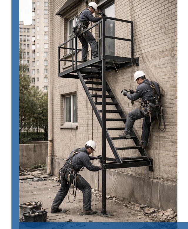 Монтаж пожарной лестницы в Шатуре, установка и крепление