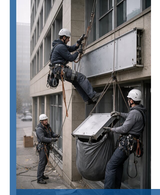 Демонтаж рекламной вывески с высотными работами в Шатуре