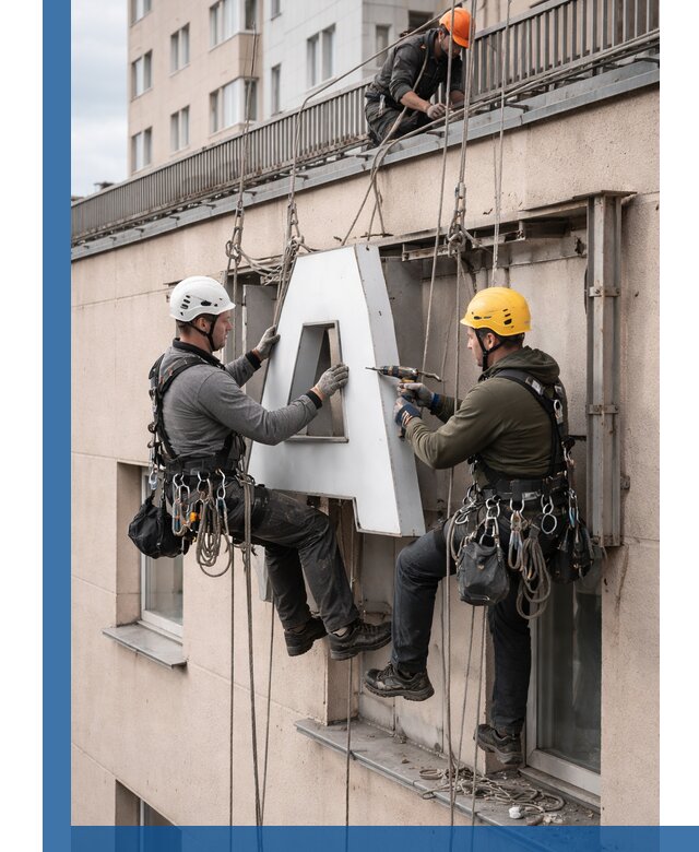 Ремонт и восстановление наружных вывесок на высоте в Шатуре