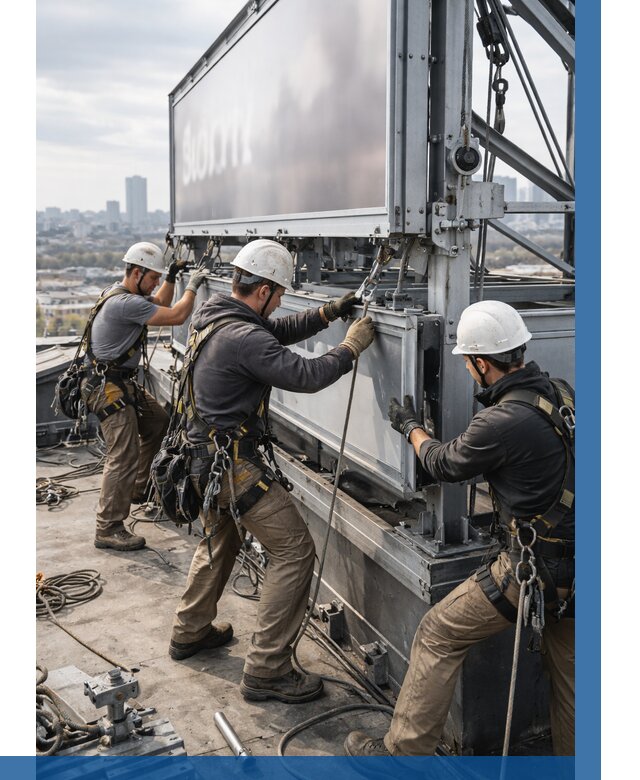 Монтаж крышной рекламной конструкции в Шатуре от 61464 р.|ВЫСОТНИК-Штр