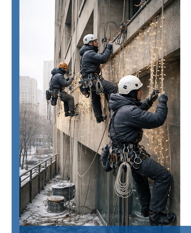 Монтаж новогодней иллюминации и украшение фасадов в Шатуре