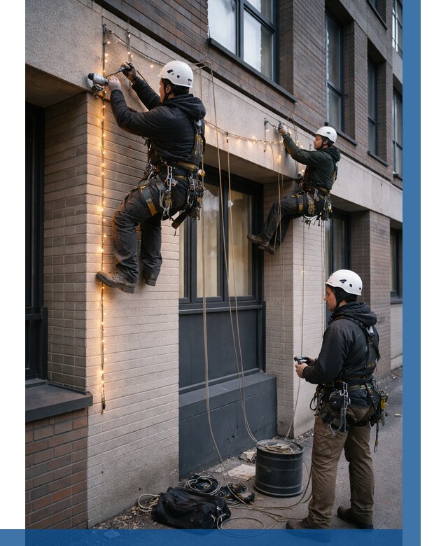 Монтаж гирлянд на фасаде в Шатуре от 3585 р. | ВЫСОТНИК-Штр