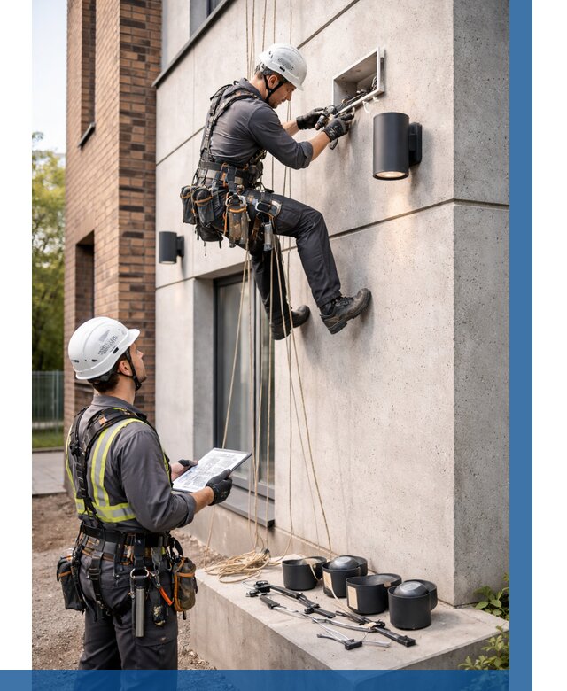 Монтаж фасадного освещения в Шатуре от 2561 р. | ВЫСОТНИК-Штр