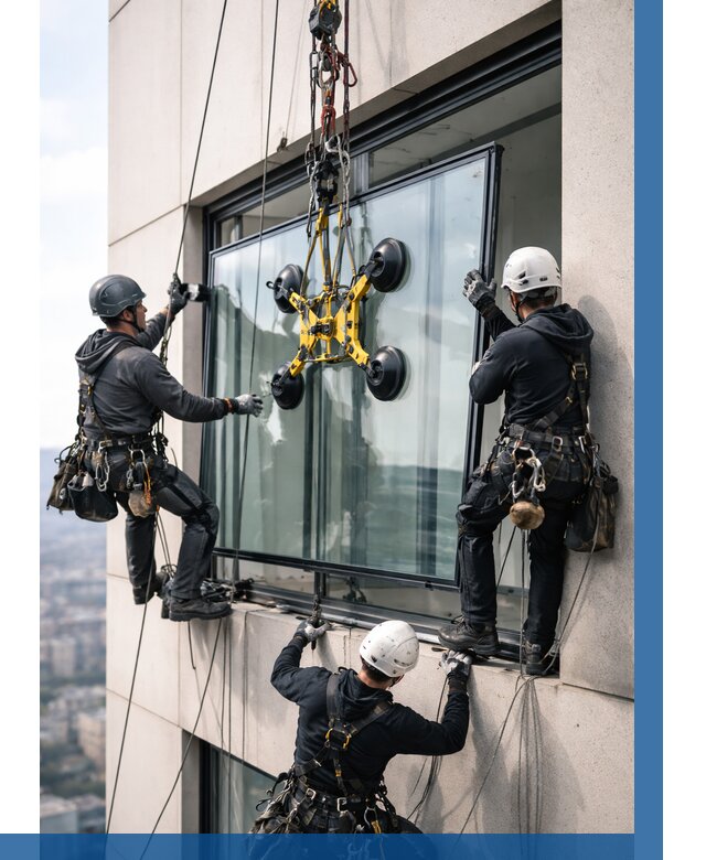 Монтаж стеклопакетов на высоте в Шатуре от 3278 р. | ВЫСОТНИК-Штр