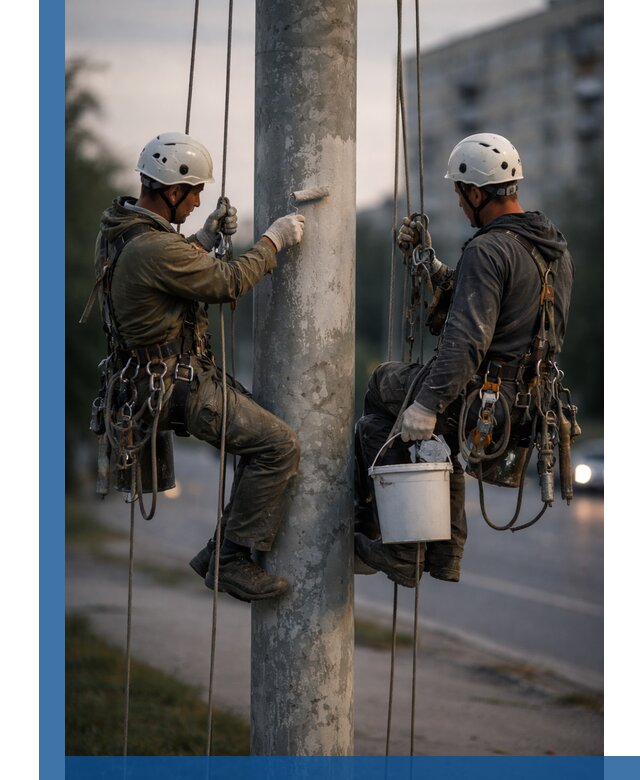 Покраска опор освещения и антикоррозийная защита в Шатуре