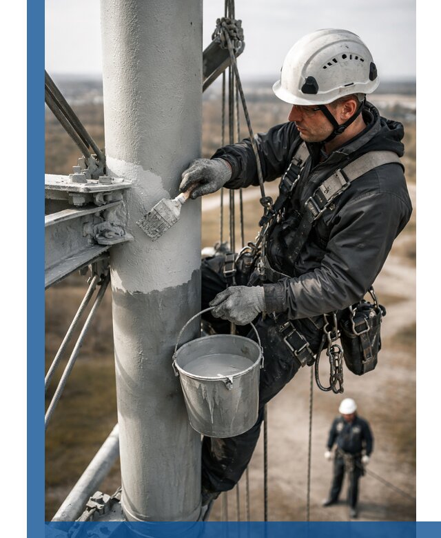Покраска мачт связи в Шатуре промышленными альпинистами