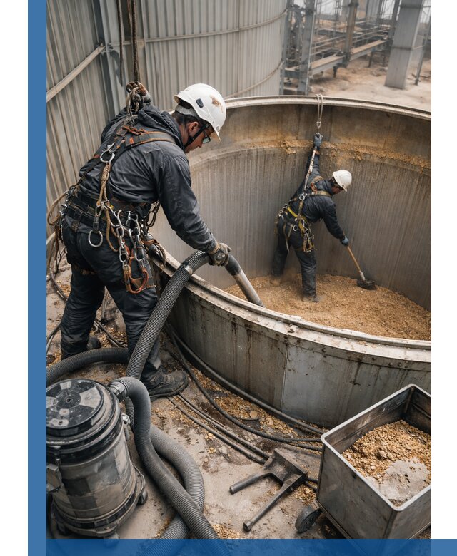 Профессиональная чистка зерновых бункеров в Шатуре с выездом