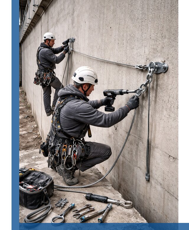 Монтаж анкерных линий высотной безопасности в Шатуре