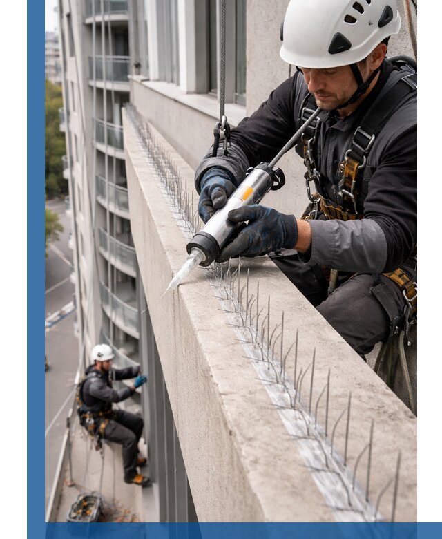 Установка шипов от птиц на фасадах и кровлях в Шатуре